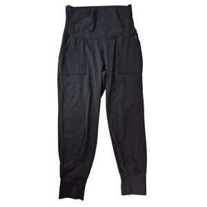 Danskin Poly/Spandex Black Foldover Waistband Athletica Pants Pockets  Sz L